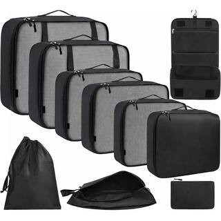 Black 10-Pieces Packing Cubes Travel Organizer for Suitcase Luggage Carry on with Mesh Panels for Clothes Storage | The Home Depot