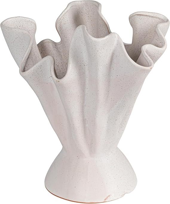 Bloomingville Stoneware Ruffled Vase, Cream | Amazon (US)