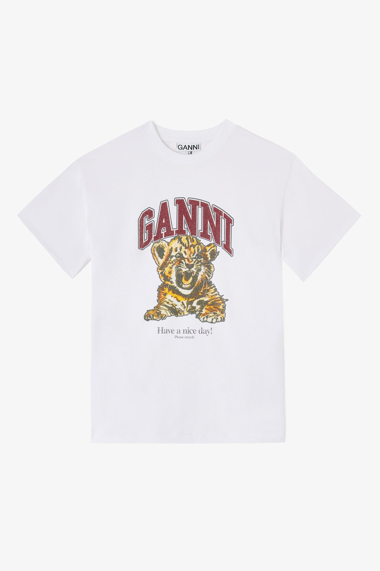 White Beaded Tiger T-shirt | Ganni
