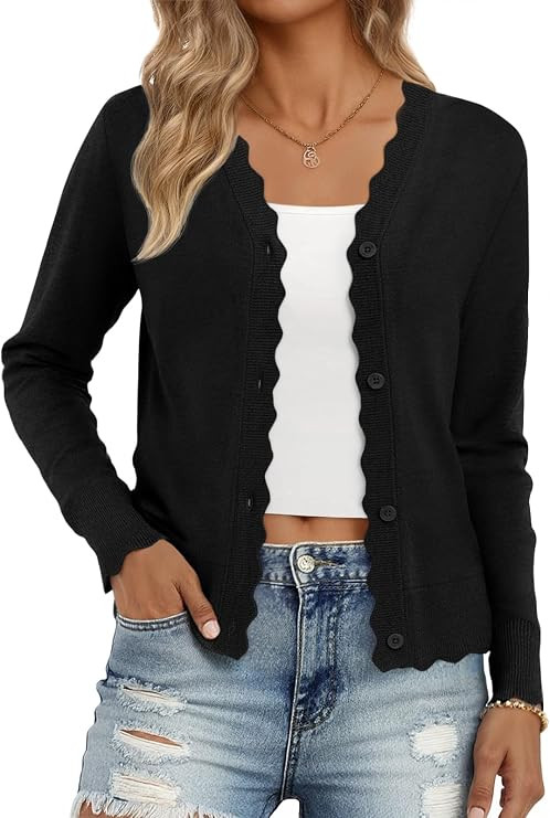 LILLUSORY Womens Cardigan Sweaters Long Sleeve Casual Lightweight Button Down V-Neck Fall Clothes... | Amazon (US)