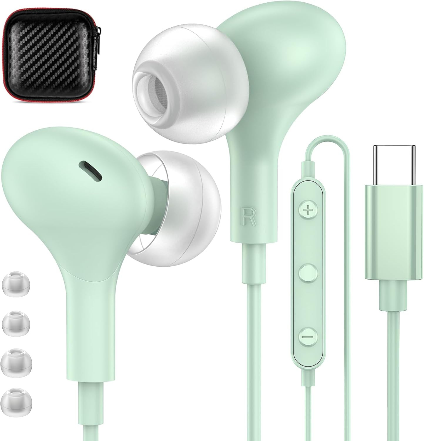 USB C Headphones for iPhone 17 16 15/Galaxy S26 Wired Earbud Mint | Amazon (US)