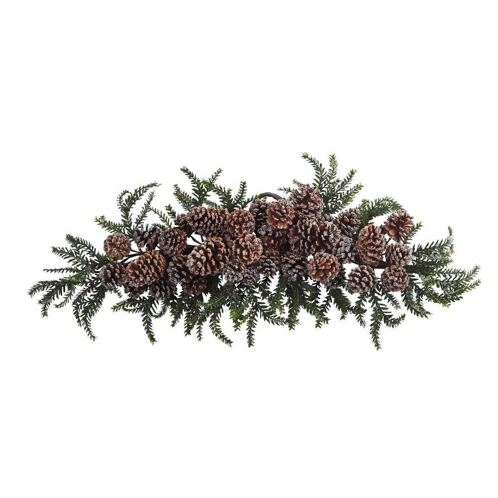 28 in. Iced Pine Cone Swag | The Home Depot