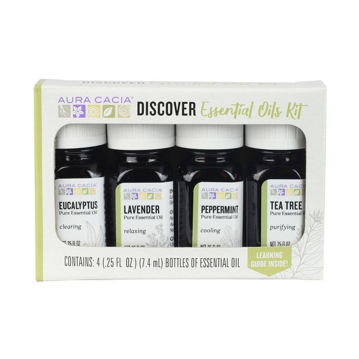 Aura Cacia Discover Essential Oils Kit - 4ct/0.25 fl oz | Target