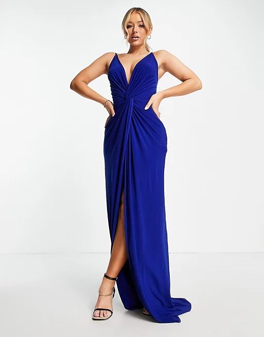 Trendyol knot front maxi dress in blue | ASOS | ASOS (Global)