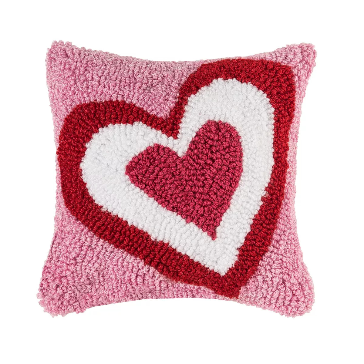 C&F Home 8" x 8" Triple Heart Valentine's Day Hooked Small/Petite Accent Throw Pillow | Target