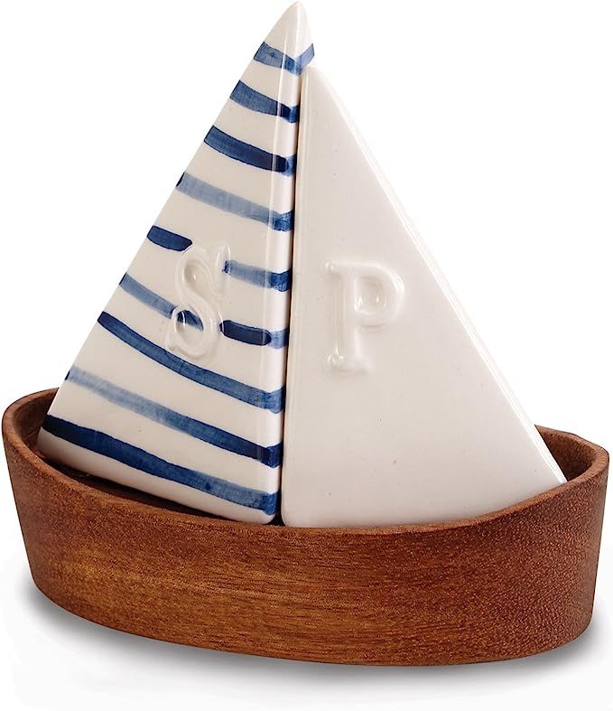 Mud Pie Nautical Sailboat Salt and Pepper Shaker Set, Saiboat | Amazon (US)