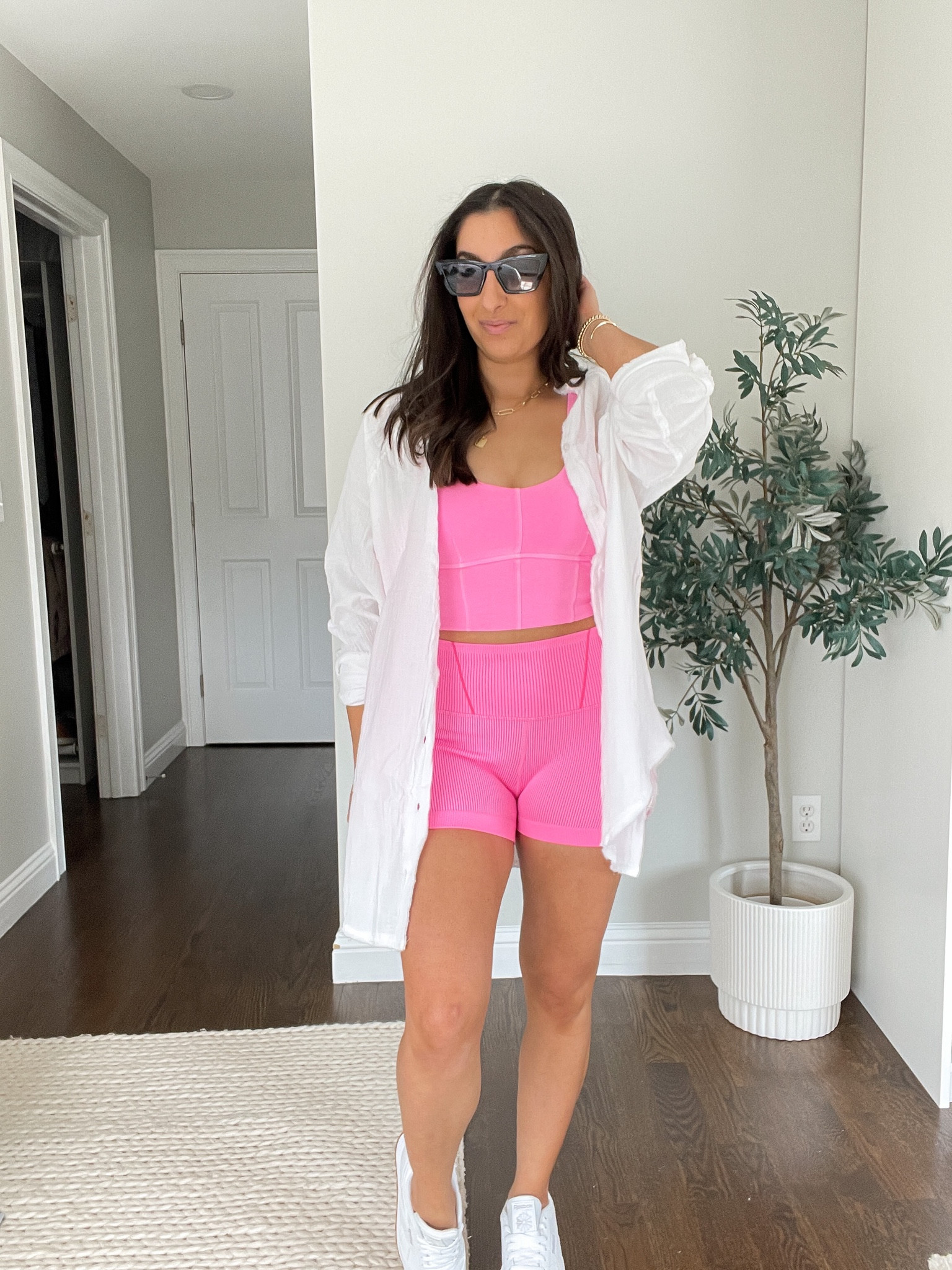 Hot pink and soo comfortable! I love these two pieces as a set and this shirt makes the perfect top layer 💗

Wearing medium in the set and small in the shirt 

#LTKunder50 #LTKfit #LTKstyletip