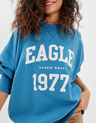 AE Oversized Hangout Crew Neck Sweatshirt | American Eagle Outfitters (US & CA)