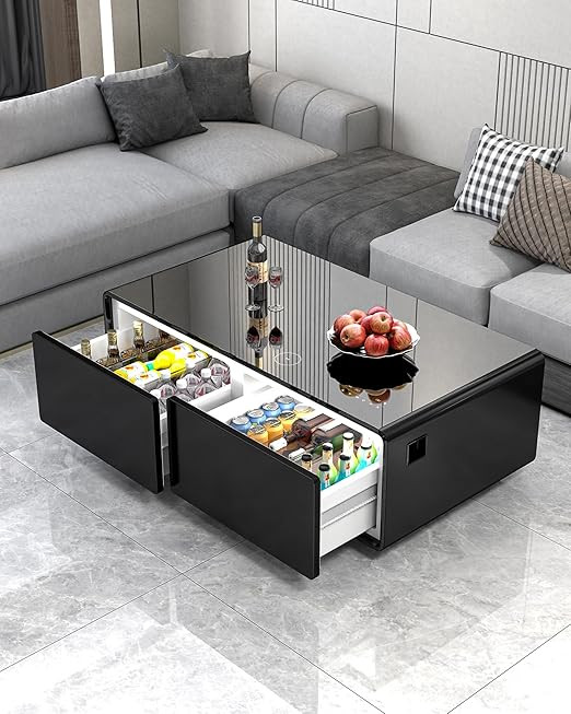 LIVTAB Smart Coffee Table, 27.8" D x 51" W x 18.1" H, Living Room Table with Built in Fridge and ... | Amazon (US)
