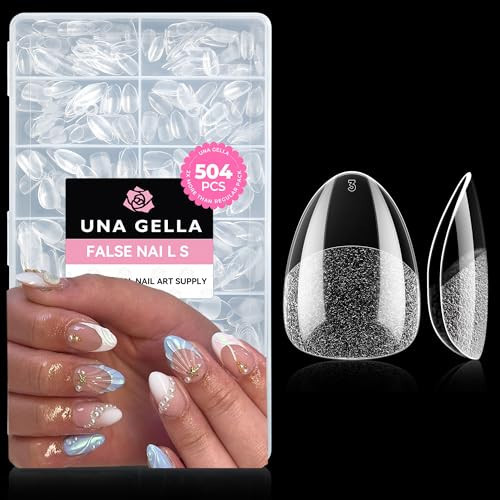 UNA GELLA Extra Short Almond Nail Tips Full Cover 504PCS Gel Nail Tips Short Almond Shaped Nails Tips Soft Gelly Gel Clear Fake Nails Tip for Acrylic Nail Tip Soak Off Home DIY Salon Nails 12 Sizes | Amazon (US)