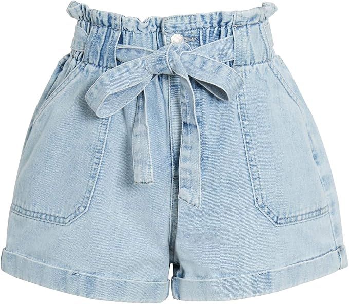 Women Denim Shorts Paperbag Casual Summer Shorts | Amazon (US)
