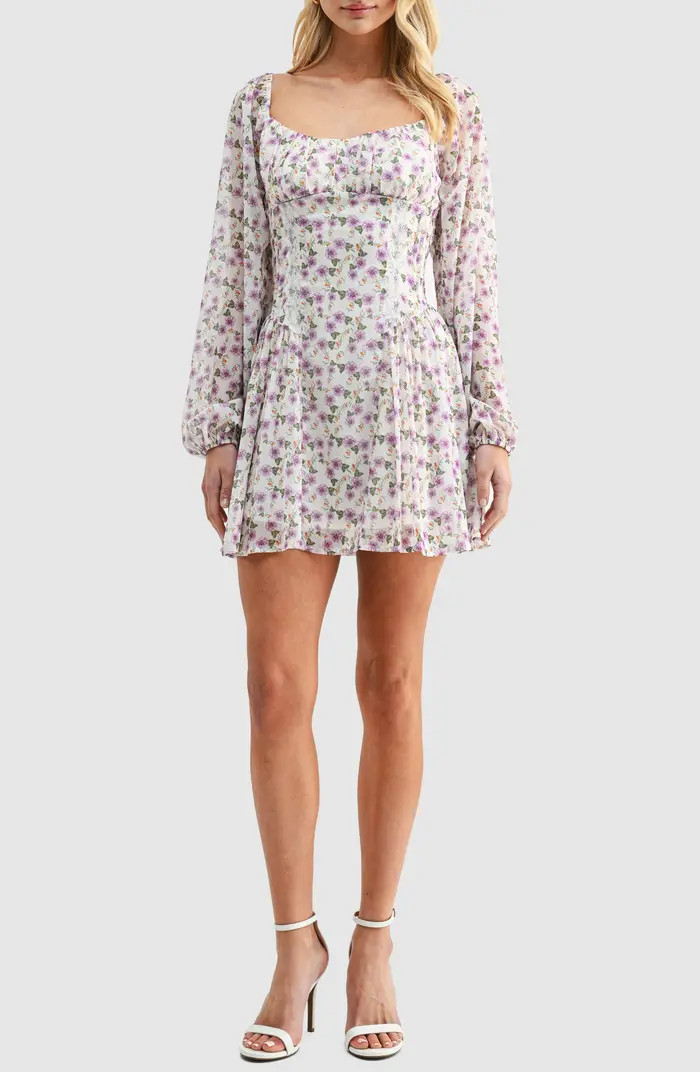 Lush Floral Long Sleeve Fit & Flare Minidress | Nordstromrack | Nordstrom Rack