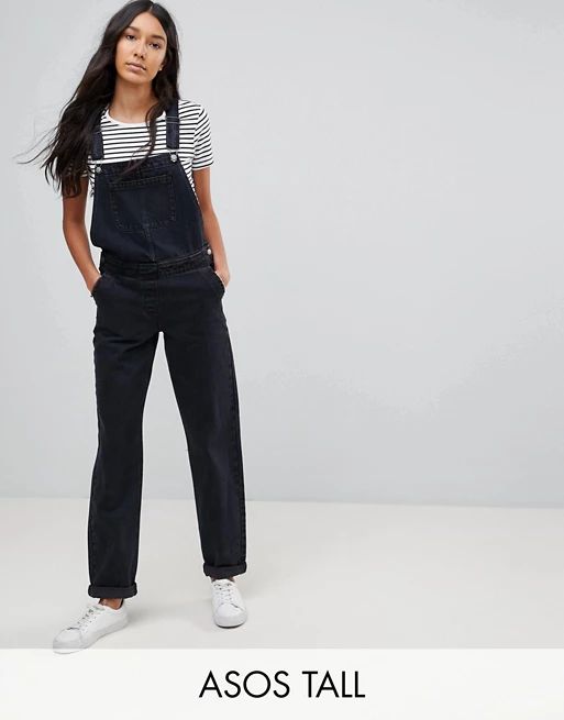 ASOS DESIGN Tall denim overall in washed black | ASOS US