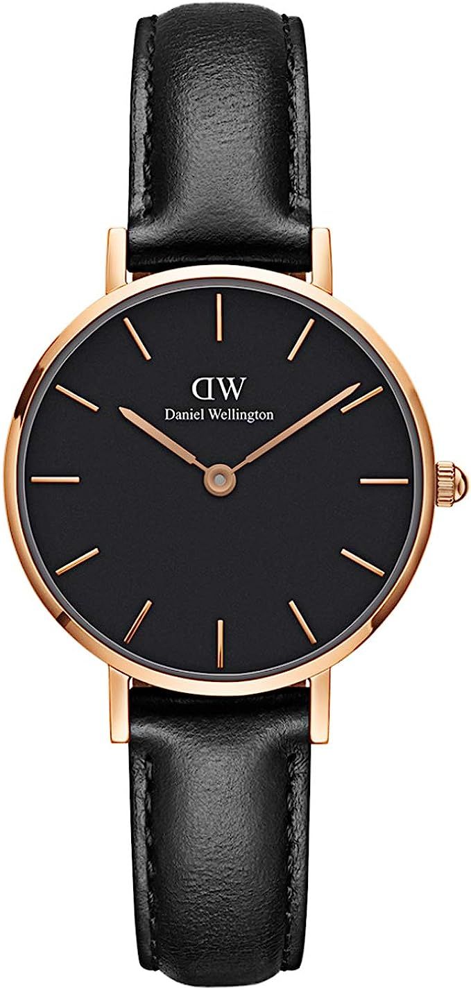 Daniel Wellington Petite Sheffield Watch, Italian Black Leather Band | Amazon (US)