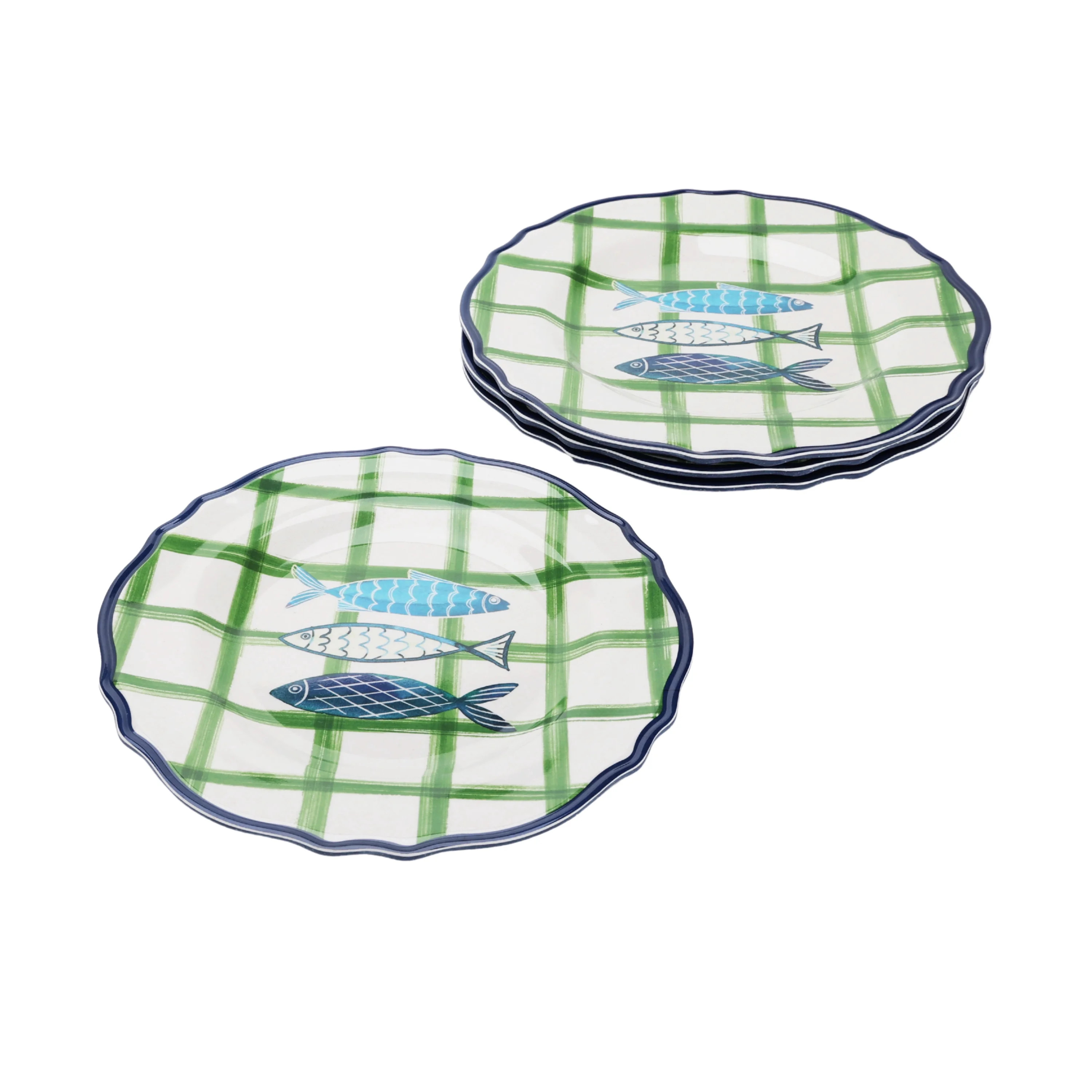 Beautiful 4-Piece 9-Inch Bamboo Melamine Sardine Salad Plate Set, Multi-Color by Drew Barrymore | Walmart (US)