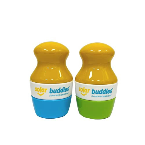 Duo Green Blue Pack Of Solar Buddies Refillable Roll On Sponge Applicator For Kids, Adults, Families, Travel Size Holds 100ml Travel Friendly for Sunscreen, Suncream and Lotions | Amazon (US)