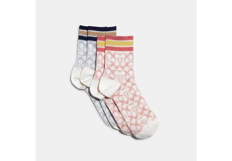 Signature Quarter Length Socks | Coach Outlet CA