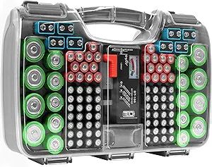 THE BATTERY ORGANISER Storage Case with Tester, Stores & Protects Up to 180 Batteries, Hinge Clea... | Amazon (US)