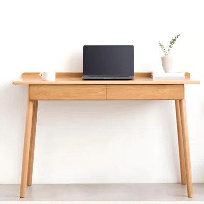 Burlywood Rectangular Solid Wood Writing desk with drawers desk | Wayfair North America