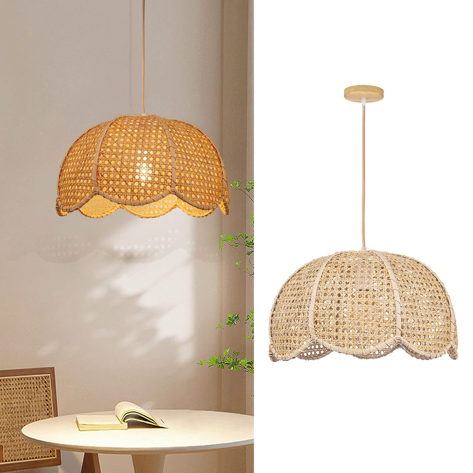 Arturesthome Boho Rattan Pendant Light Bamboo Chandelier Handwoven Pendant Light Rattan Flower Sh... | Amazon (CA)
