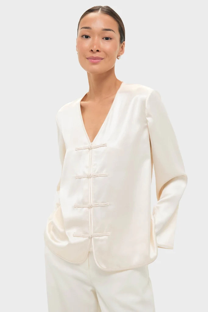 Cream Satin Tatiana Blouse | Tuckernuck (US)