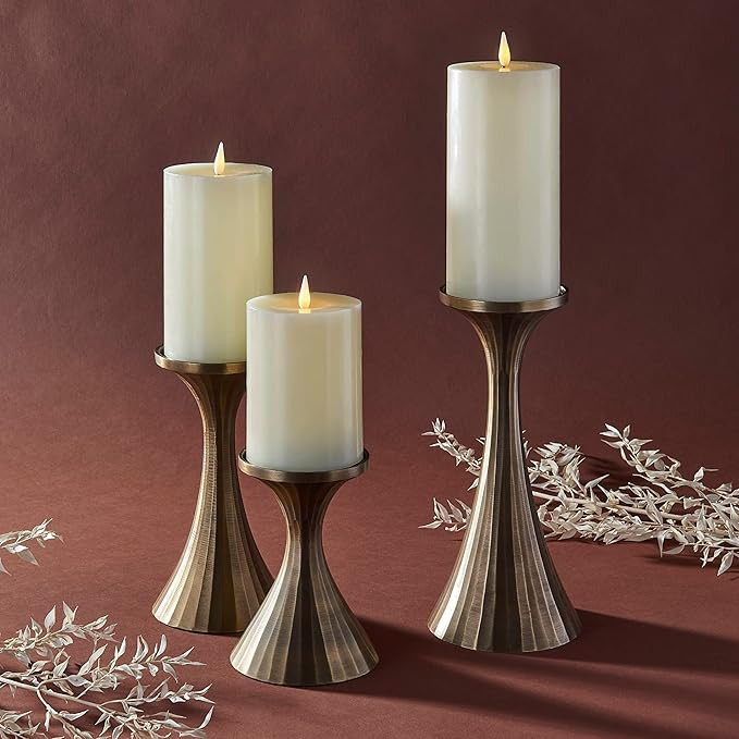 LampLust Metal Pillar Candle Holder - Set of 3-5.5, 7.25, 9 Inch Tall Candle Holders for Pillar C... | Amazon (US)