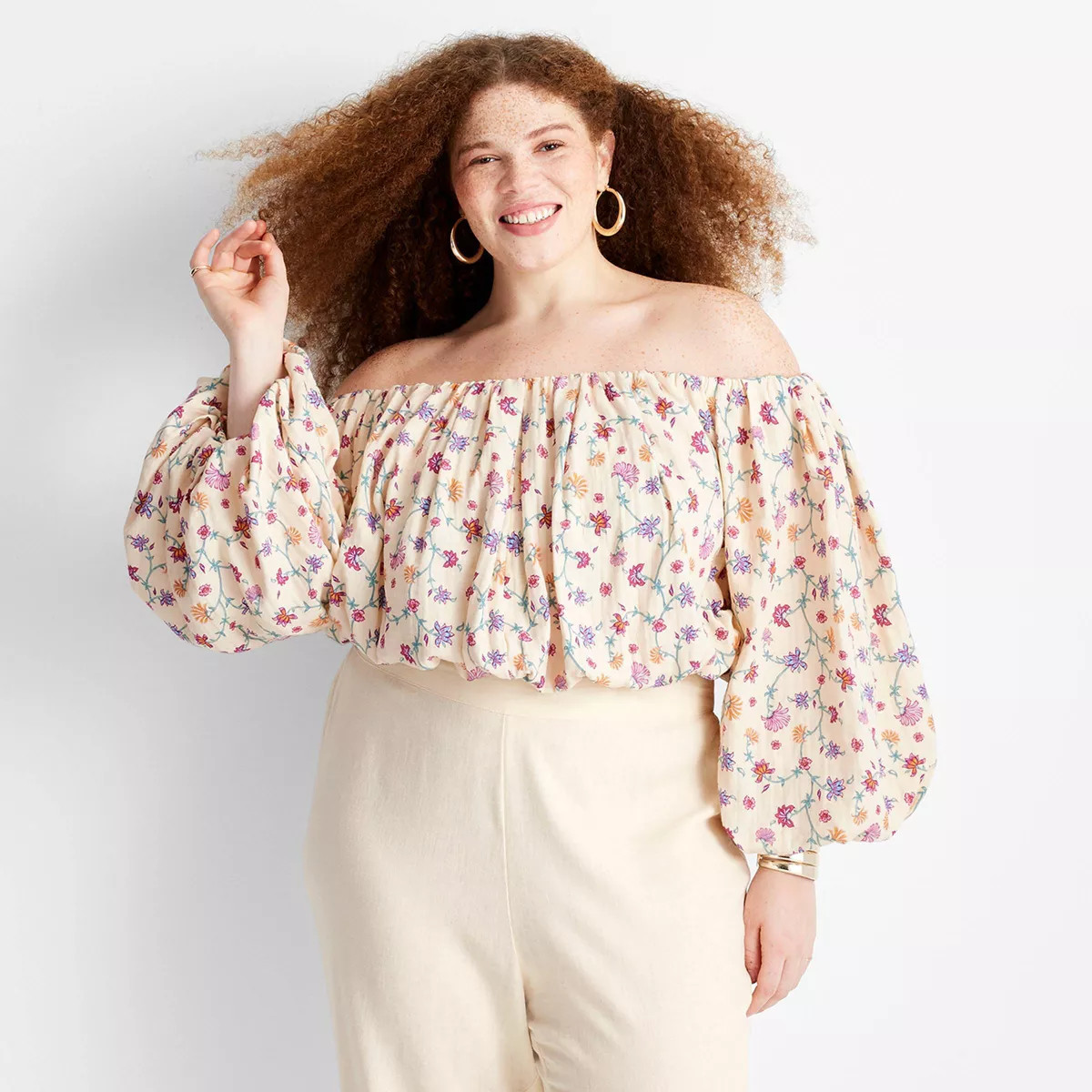Women's Balloon Off the Shoulder Crop Top - Future Collective™ with Jenny K. Lopez | Target