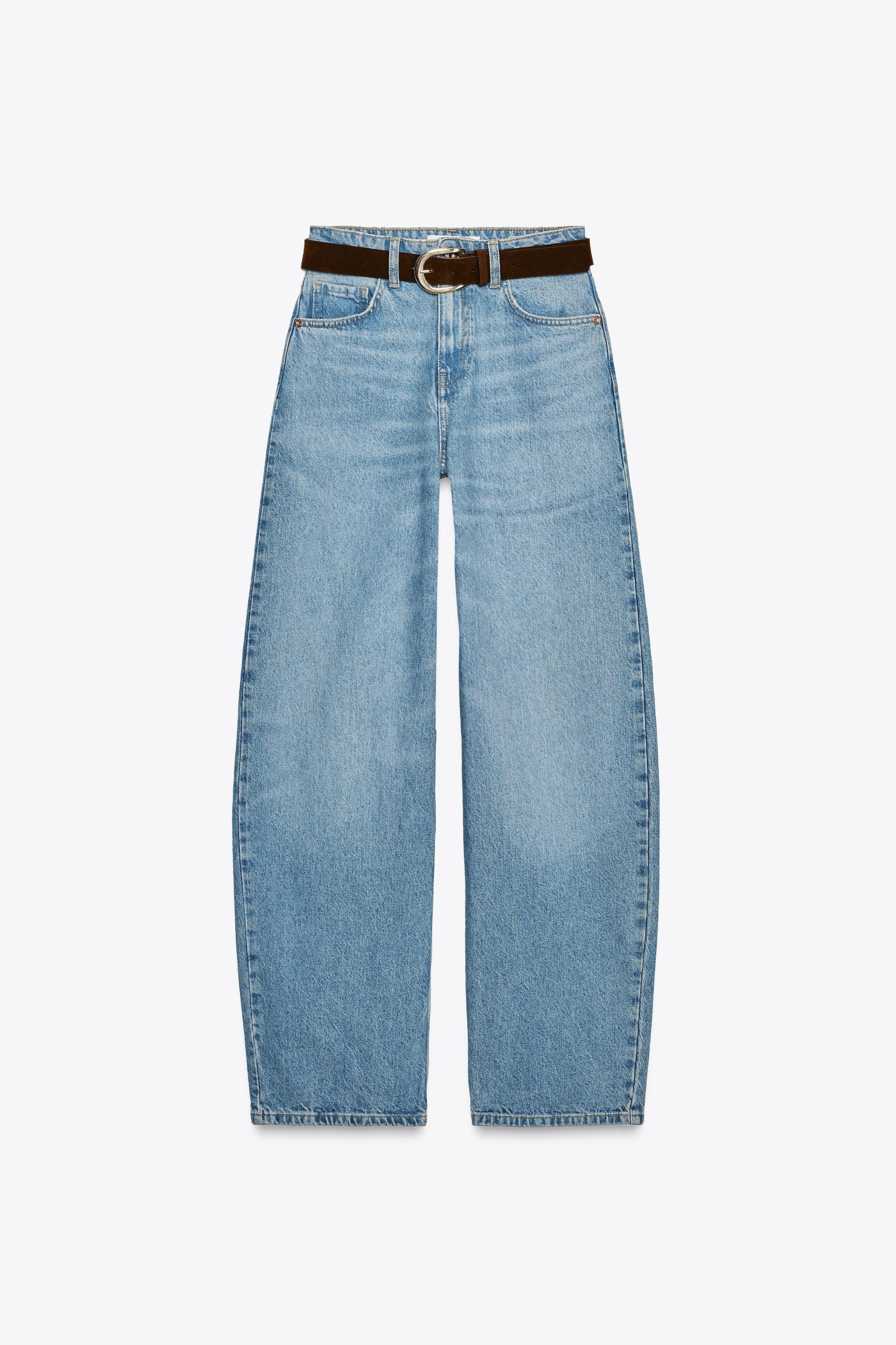 Z1975 HIGH-WAISTED WIDE LEG TAPERED BELTED JEANS | Zara US