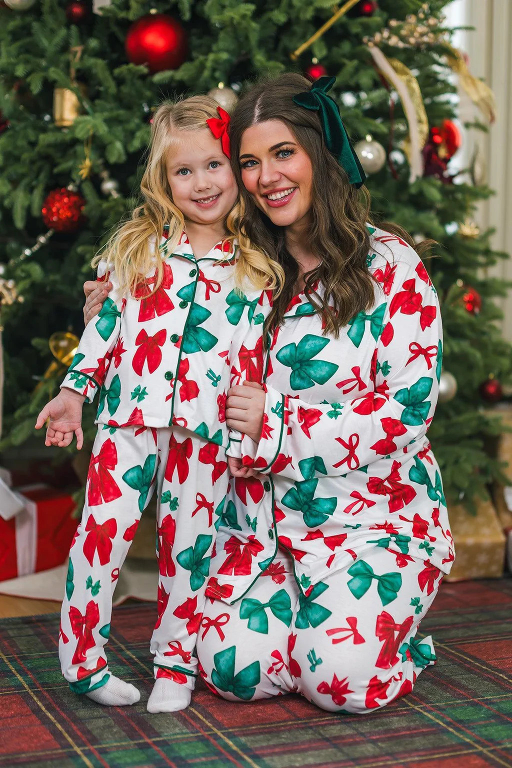 Mom & Me - Red & Green Bow Pajamas | Sparkle In Pink