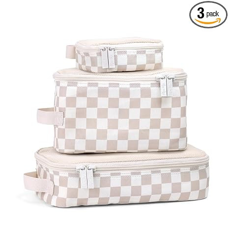 Itzy Ritzy Packing Cubes for Travel, Set of 3 Organizers (Checkerboard) | Each Cube Features a Br... | Amazon (US)