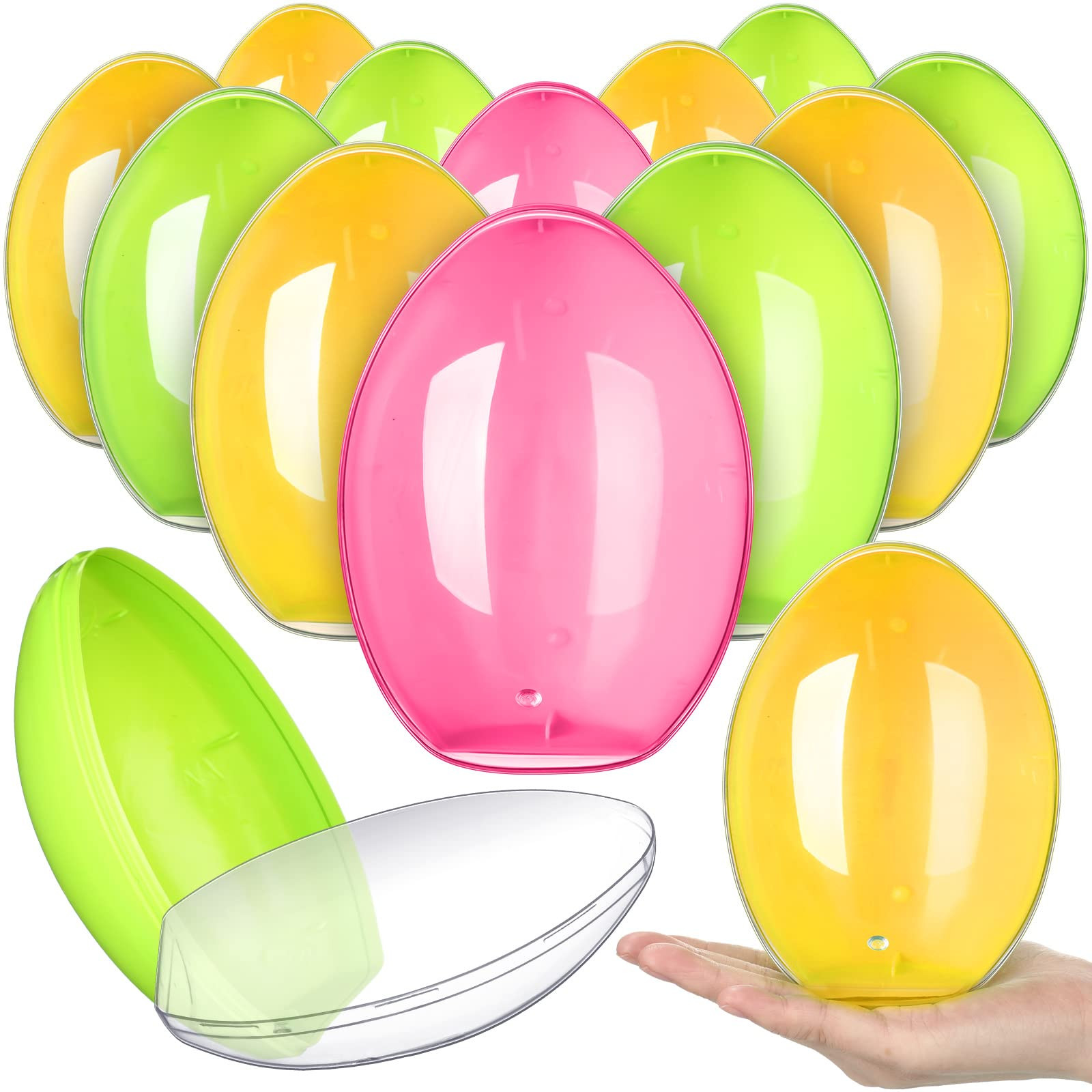 Leitee Jumbo Easter Eggs 12 Pcs Giant Fillable Plastic Colorful Clear Egg Shaped Containers for F... | Amazon (US)