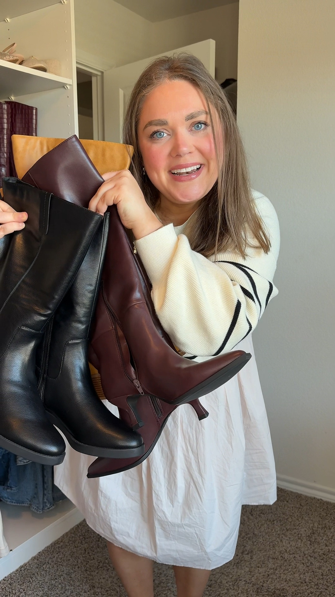 Wide calf boots under $80! Wearing xl in sweater dress. Also linked my Steve Madden wide calf boots 

#LTKPlusSize #LTKFindsUnder100 #LTKShoeCrush