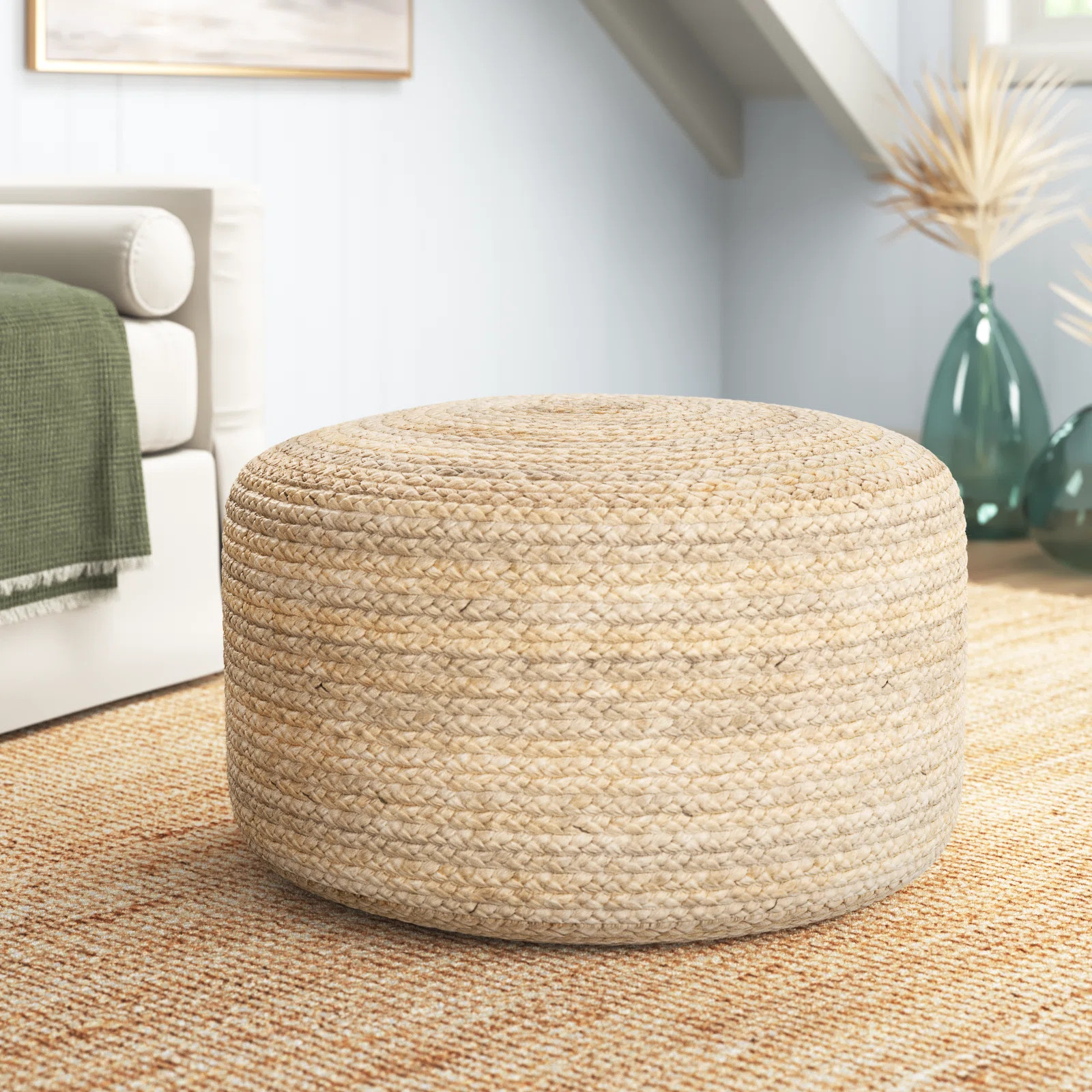 Sand & Stable™ Shipka 29" Wide Round 100% Braided Jute Pouf Ottoman/Foot Stool by Jaipur Living... | Wayfair North America