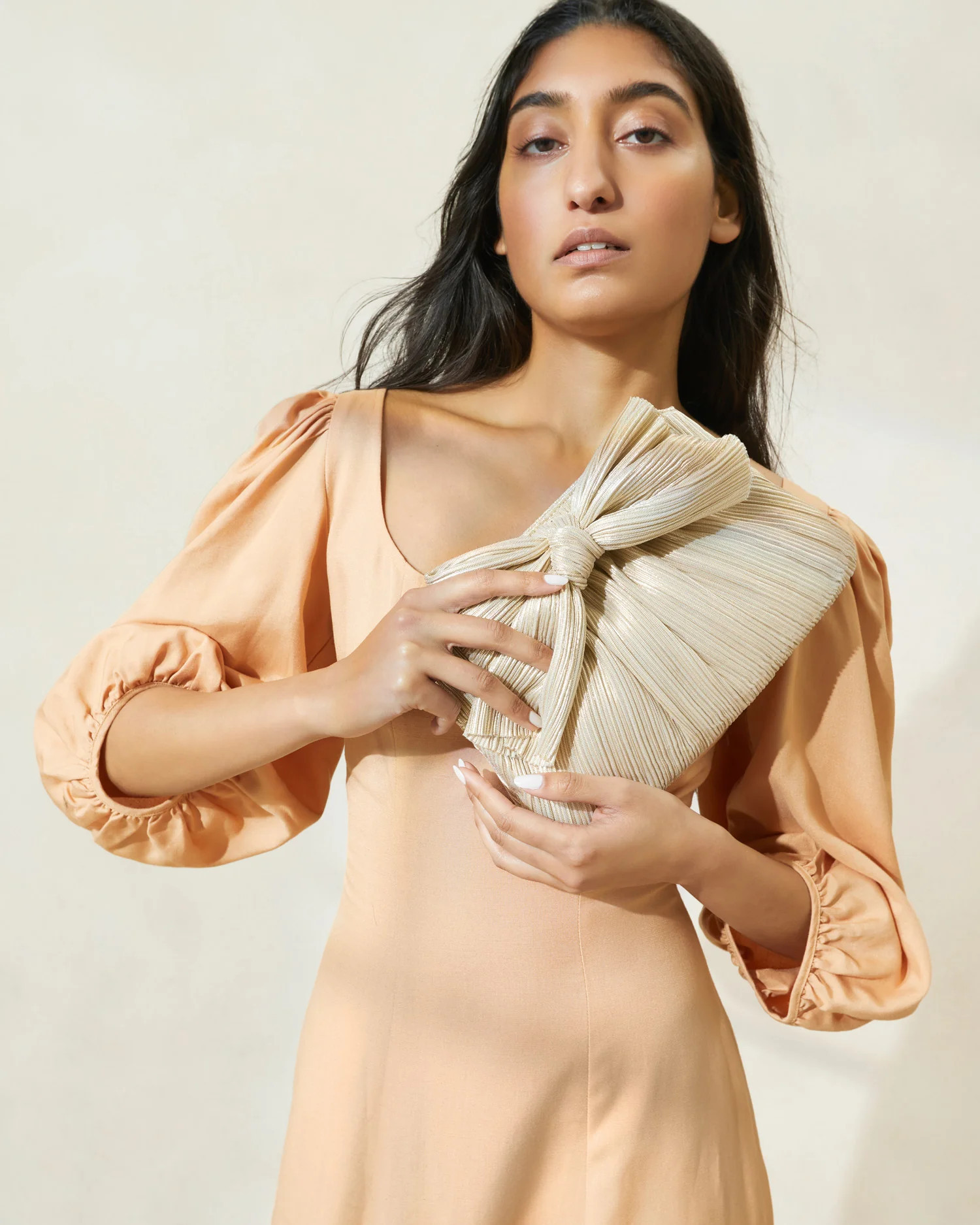 Rayne Platinum Bow Clutch | Loeffler Randall