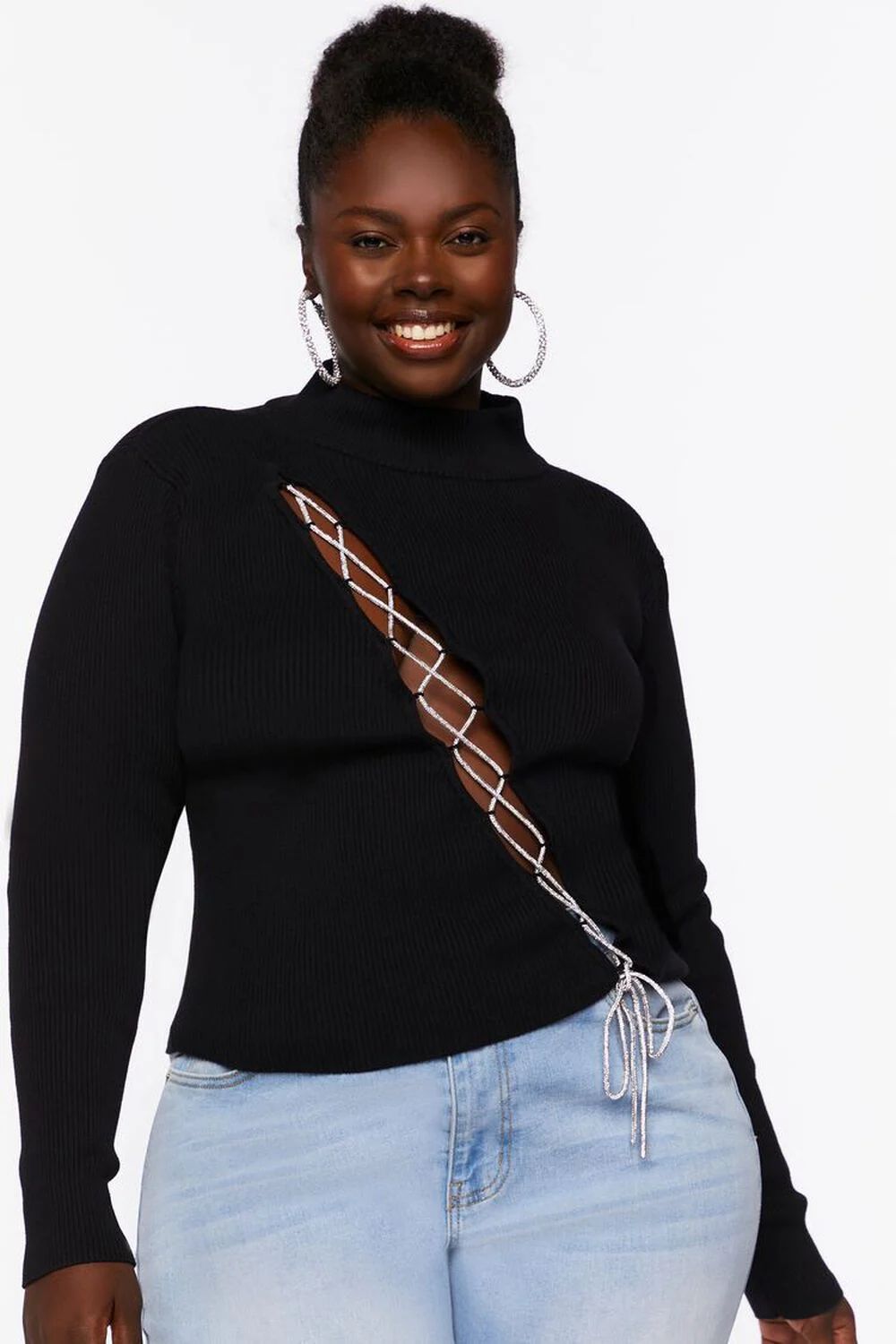 Plus Size Ribbed Lace-Up Sweater | Forever 21 (US)