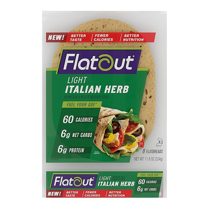 Flatout Flatbread, Light Italian Herb Wraps, Perfect for Use as Sandwich Bread, Pizza Crust, Tort... | Amazon (US)