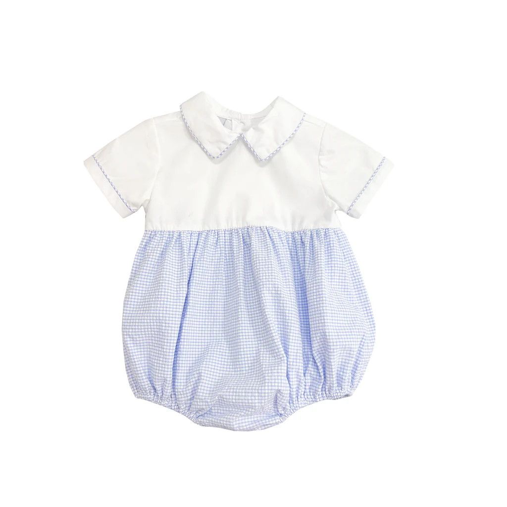 Beckett Bubble-Blue Seersucker Check | NANTUCKET KIDS