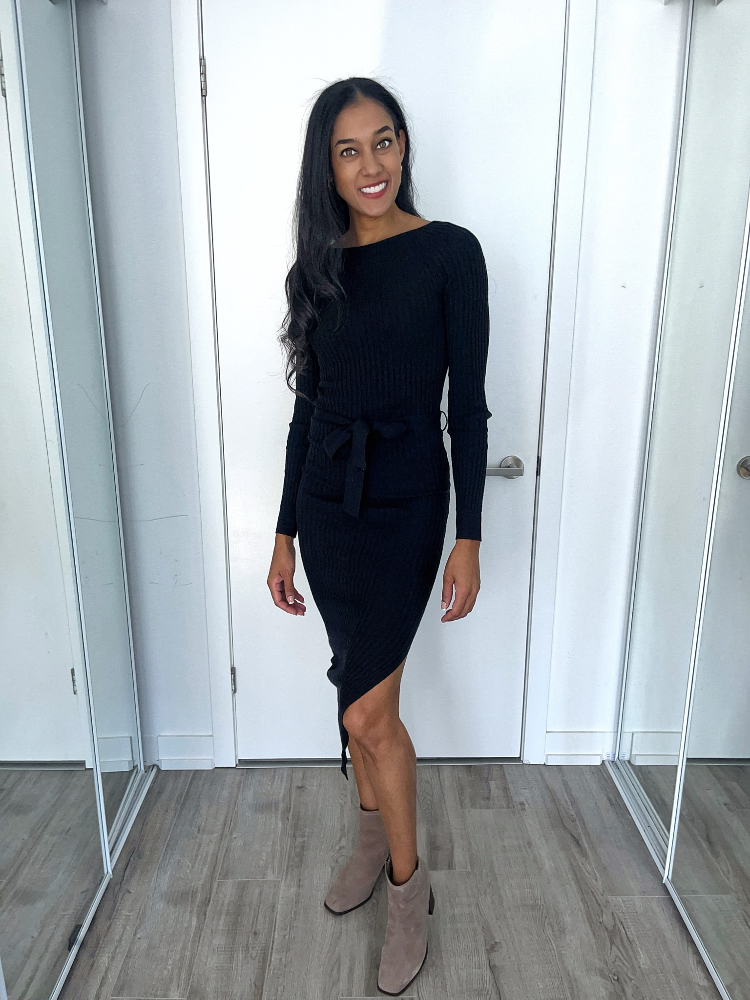 Sweater dress, long sleeve dress, midi dress, fall dress, work dress, fall fashion, bootie, fall boot, nude boot, knit dress, ribbed dress, knit wear, knit dress

#LTKSeasonal #LTKShoeCrush #LTKStyleTip