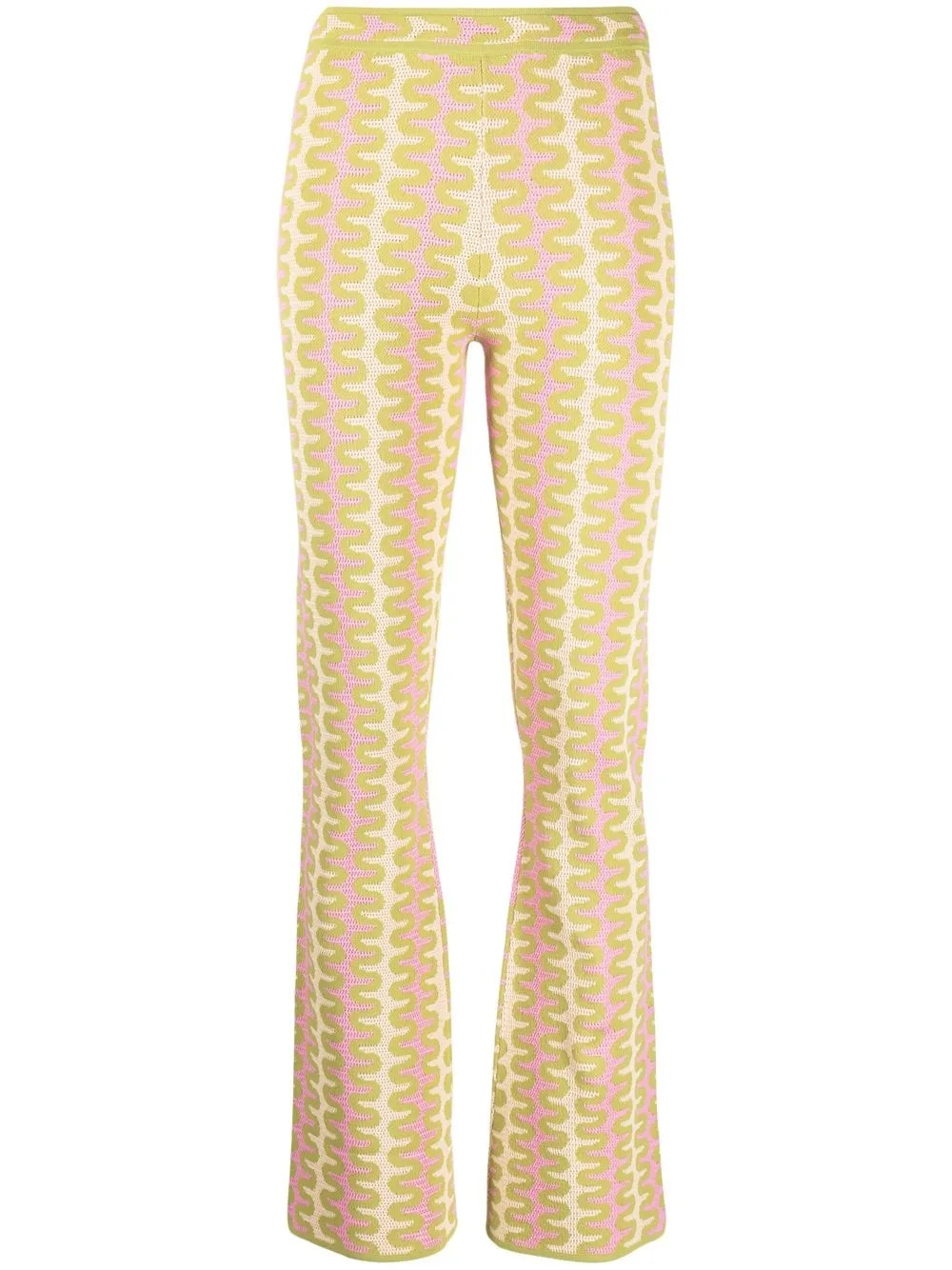 SANDRO intarsia-knit Flared Trousers - Farfetch | Farfetch Global