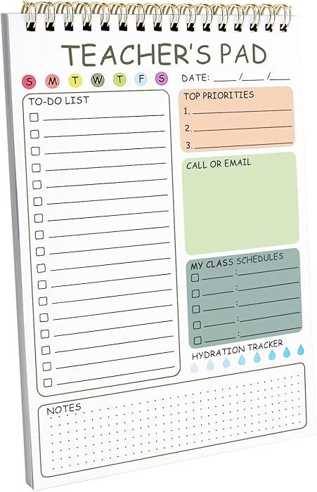 Newkita Teacher To Do List Notepad, 8.3x5.8 Inch Teacher Notepad, Spiral Checklist Notebook for C... | Amazon (US)
