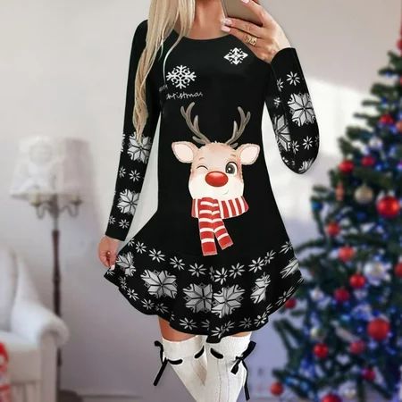 Womens Christmas Dresses Dresses For Women 2022 Fashion Autumn And Winter New Long Sleeved Christmas | Walmart (US)