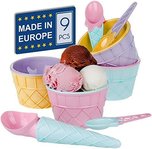 CRYSTALIA Ice Cream Dessert Sundae Bowls, Plastic Reusable Ice Cream Cups, BPA-Free, Safe for Kid... | Amazon (US)