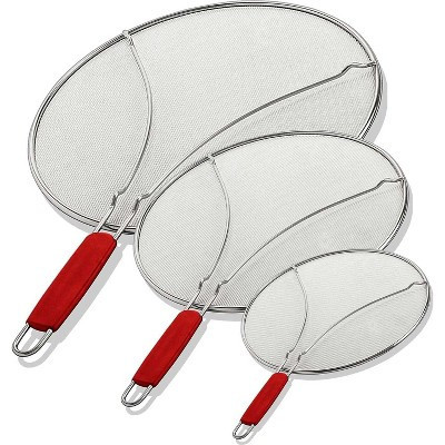 Alpha Living 13", 11.5", 9.5" Splatter Guards for Frying Pan & Food Strainer and Universal Cookware - Stops 99% of Hot Oil Splash - RED Handle | Target