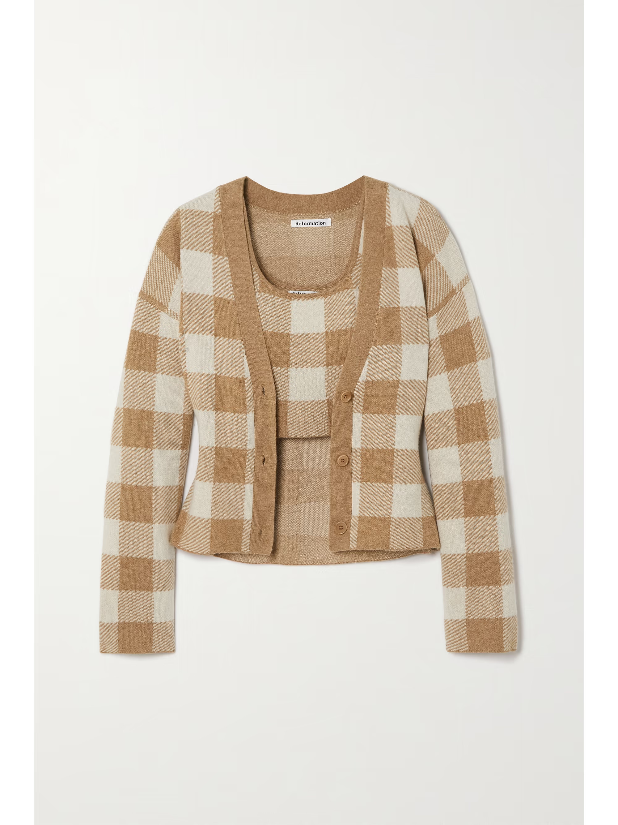 Fonte checked recycled cashmere tank and cardigan set | NET-A-PORTER (US)