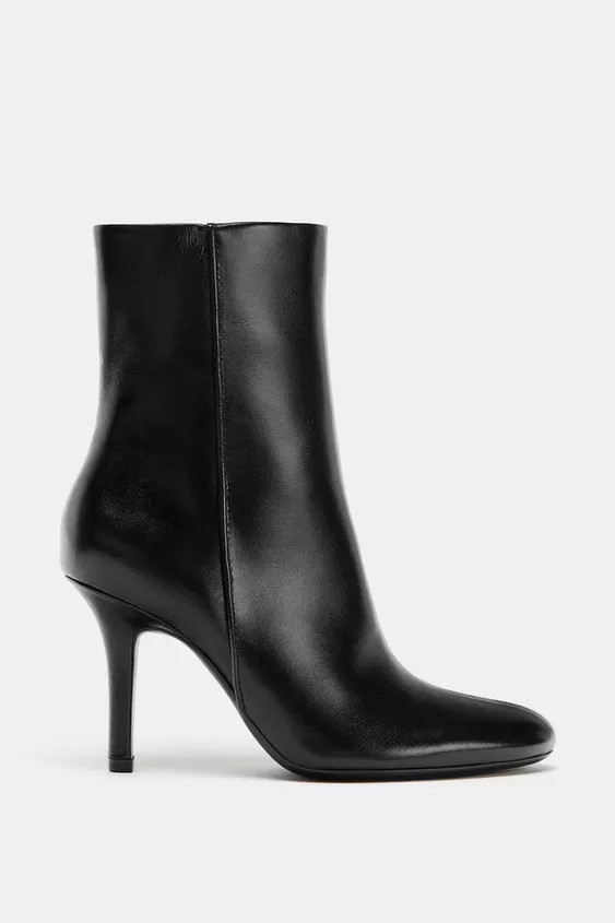 LEATHER HEELED ANKLE BOOTS | Zara US