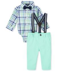 Baby Boys Plaid Poplin Outfit Set - mazarine blue | The Children's Place