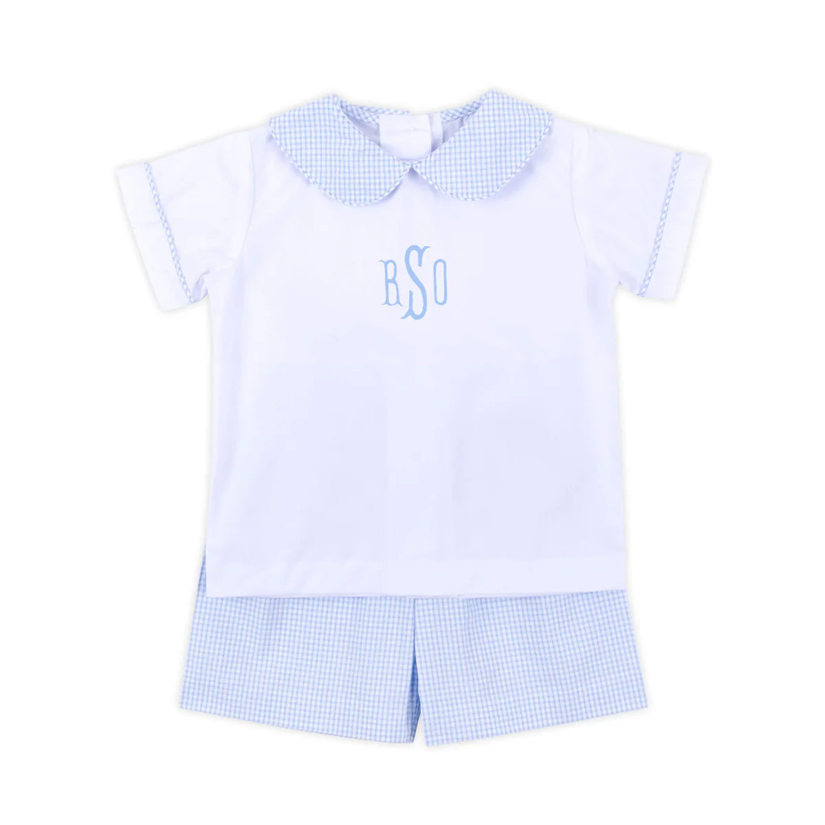Spring In Blue Seersucker Collared Short Set | Classic Whimsy