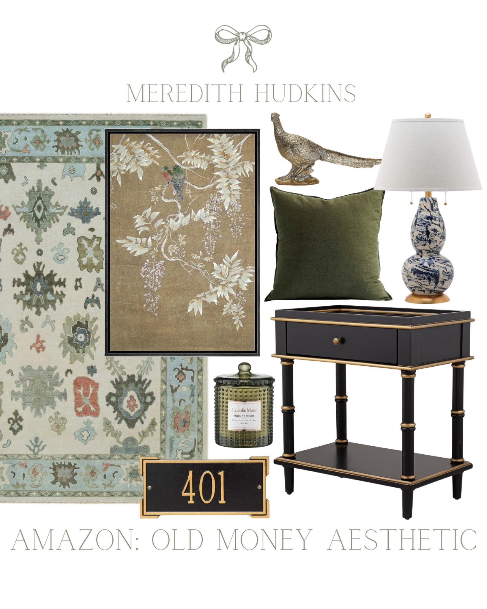 meredith hudkins, preppy home decor, old money home decor, old money aesthetic, old money style, primary bedroom, living room, bedroom, guest bedroom, entryway, velvet pillow, framed art oushak area rug, sorry, Chinoiserie,  pheasant statue, blue, and white lamp

#LTKSaleAlert #LTKHome #LTKFindsUnder100