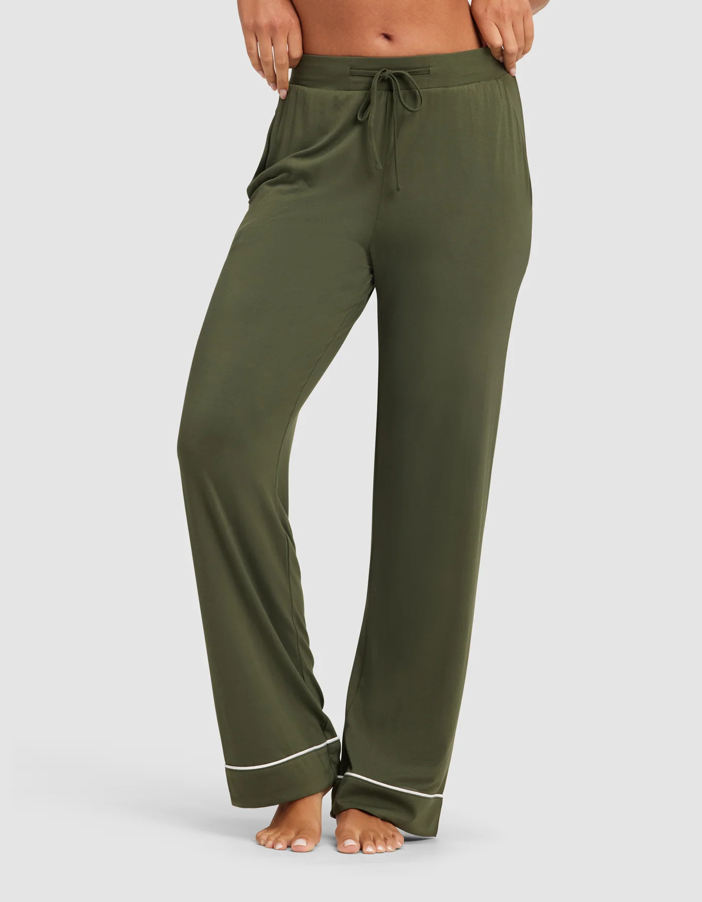 Women's Bamboo Viscose Stretch-Knit Pajama Pants in Olive (Size: Small) - Cozy Earth | Cozy Earth