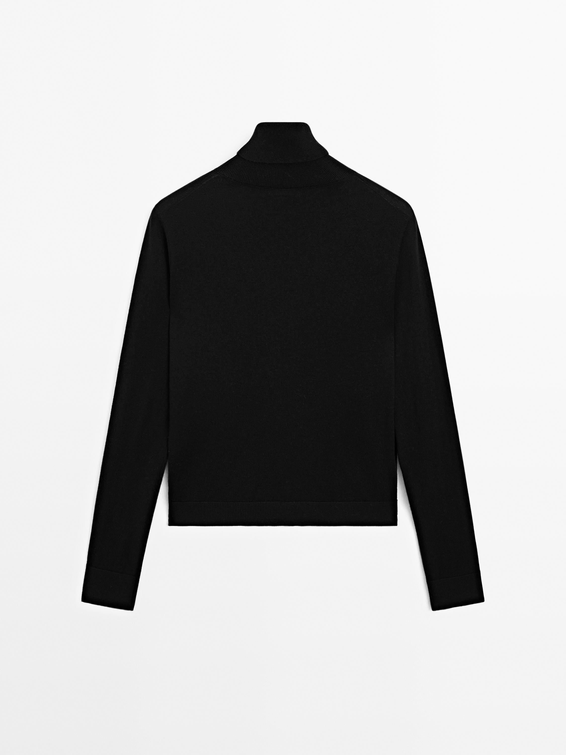 Wool blend high neck knit sweater | Massimo Dutti US